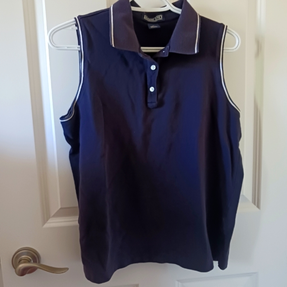 Lands' End Navy Sleeveless Polo Shirt
